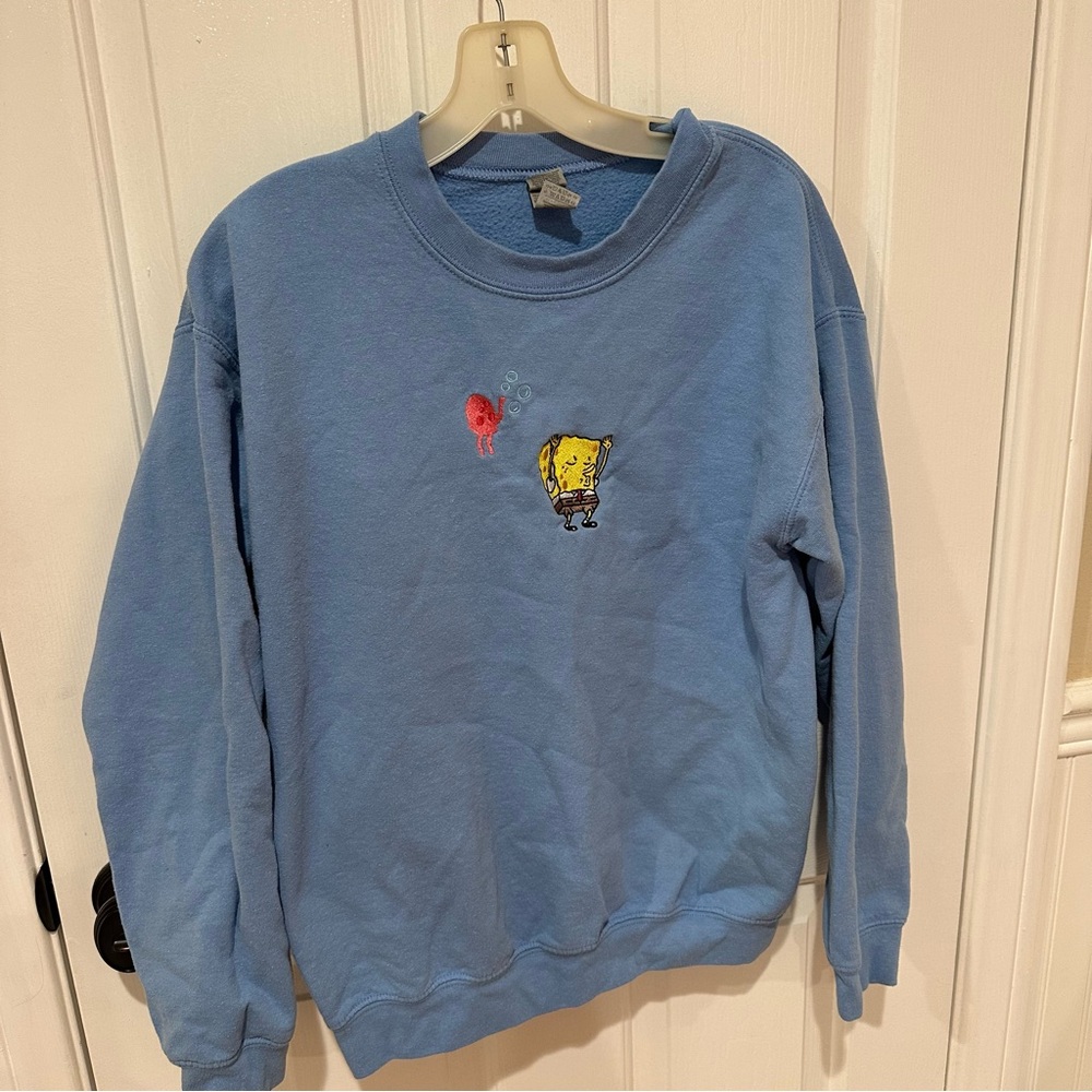 Vintage Gildan Blue Crewneck Sweater with SpongeBob Graphic